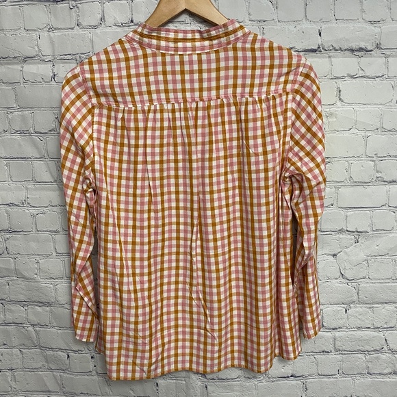 Old Navy plaid mandarin collar tie neck top - Picture 4 of 4
